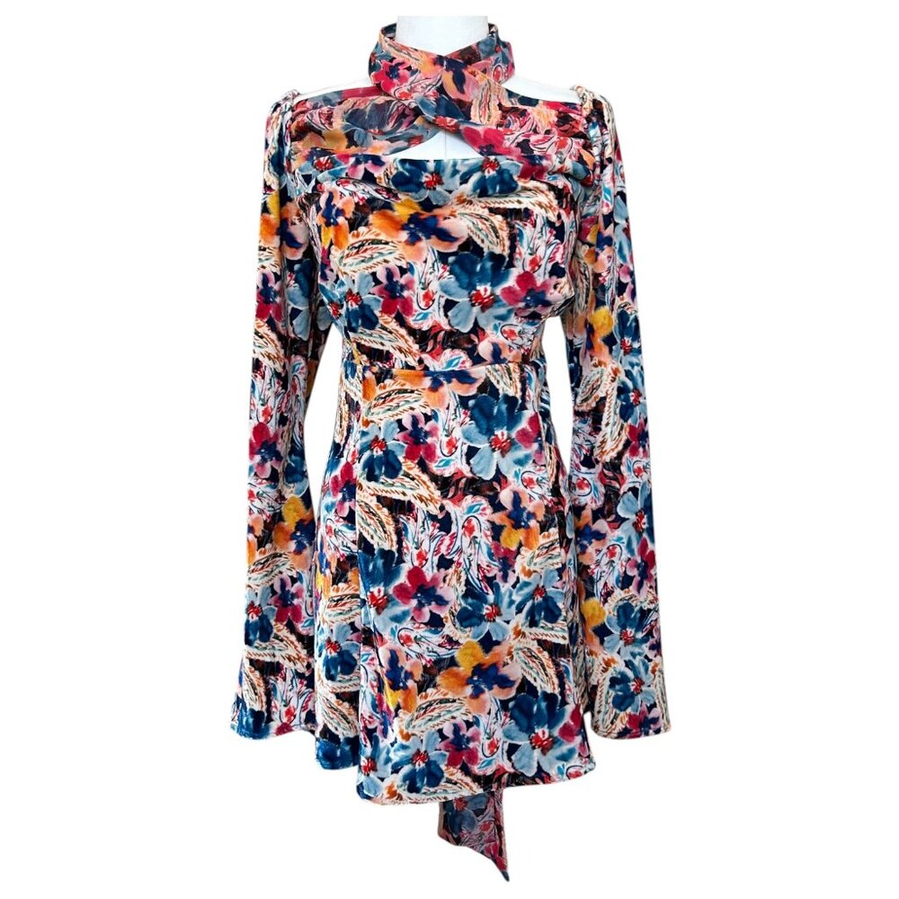 For Love & Lemons Blake Mini Dress Floral Cutout M - Picture 2 of 14